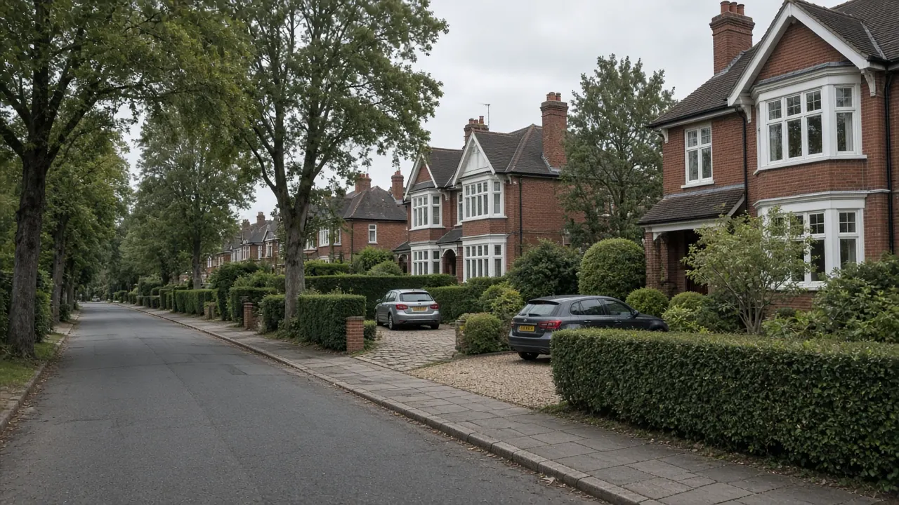 Example image: a leafy avenue of substantial red-brick houses with mature trees in Eaglescliffe